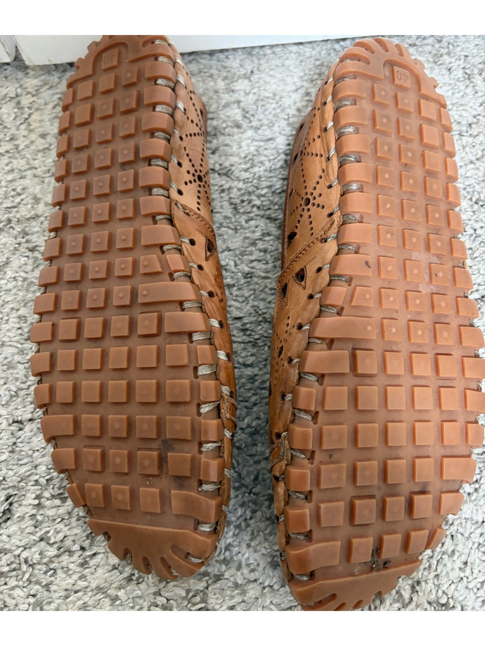 Spring Step Tan Perforated Leather Slip-Ons - Picture 4 of 5